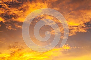 Colorful dramatic sky with cloud at sunset