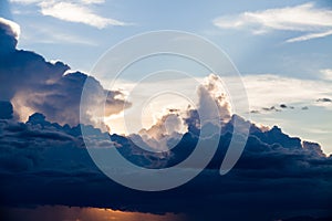 colorful dramatic sky with cloud at sunset