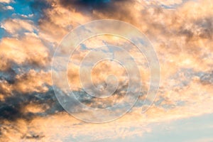 colorful dramatic sky with cloud at sunset