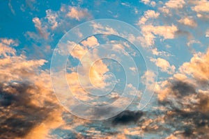 colorful dramatic sky with cloud at sunset