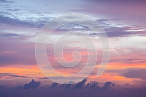 Colorful dramatic sky with cloud at sunset.Sky with background
