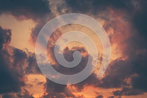 Colorful dramatic sky with cloud at sunset