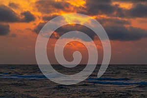 Colorful dramatic sunset at sea