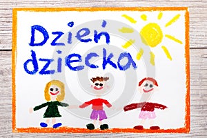 Colorful drawing: Children`s day card