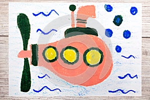 Drawing: Cute submarine underwate