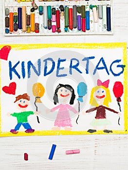 Colorful drawing: German Children`s day card