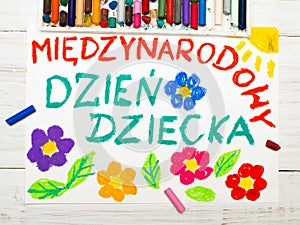 Colorful drawing: Polish Children`s day card