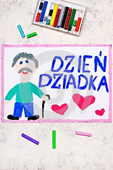 Colorful drawing: Polish Grandfather`s Day card