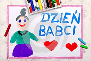 Colorful drawing: Polish Grandmother`s  Day card