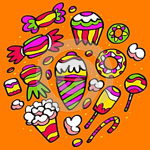 Colorful drawings of sweets