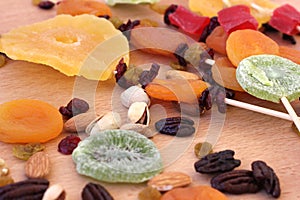 Colorful dried fruits for the Jewish holiday of Tu Bishvat
