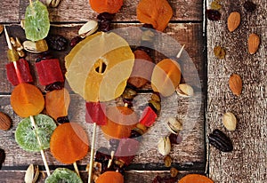 Colorful dried fruits for the Jewish holiday of Tu Bishvat