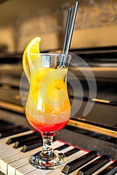 Colorful drink with orange