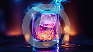 Neon Cocktail with Smoke