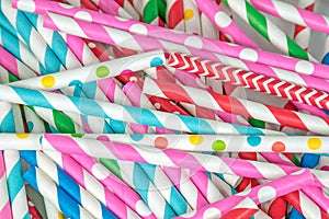 Colorful drinking straw pile