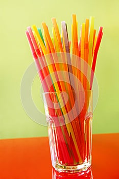 Colorful drinking straws, close up. Color of the drinking straw