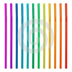 Colorful drinking straws isolated on white background. Plastic straws collection. Drinking straws.