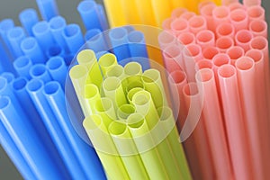 Colorful drinking straws that may be banned in the U.K.