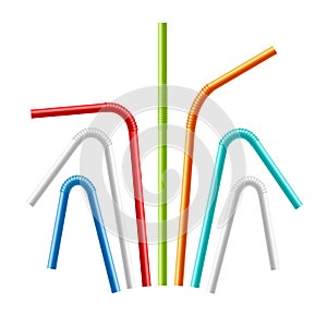 Colorful Drinking Straws Set. Vector