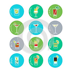 Colorful drinks icons set vector