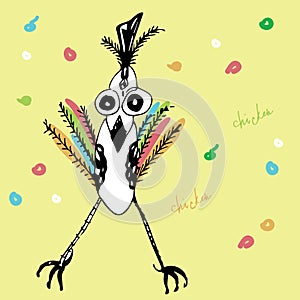 Colorful droll and fun chicken