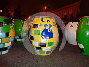Colorful drums of the Llamadas festival in the city of Montevideo, Uruguay photo