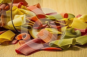 Colorful dry pasta