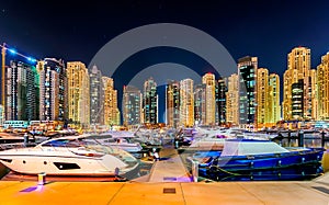 Colorful dubai marina skyline, Dubai, United Arab Emirates