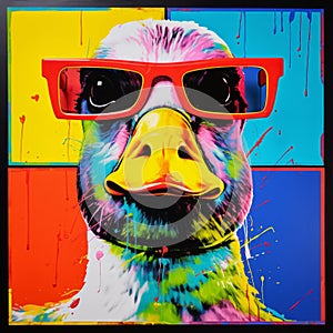 Colorful Duck In Andy Warhol Style A Pop Art Masterpiece