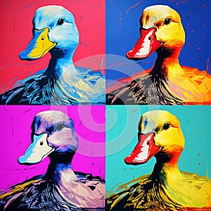 Colorful Duck Art: Four Pop Art-inspired Portraits In Andy Warhol Style