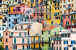 Colorful dwellings. Full background with colorful buildings