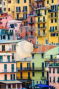 Colorful dwellings. Full background with colorful buildings