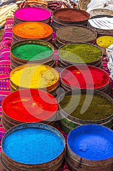 Colorful dye selection Pisac Cuzco Peru