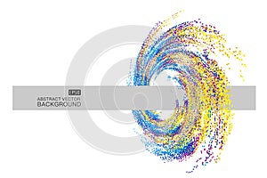 Colorful dynamic dot particles constitute a splash swirl pattern.