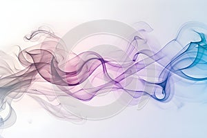 Colorful dynamic smoke on light background, brown, lilac and blue wave, multicolor abstract.
