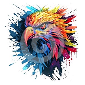 Colorful an eagle head painting on a clean background. Png for Sublimation Printing, Bird, Wild Animals, Illustration, Generative