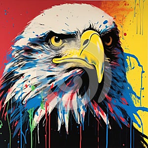 Colorful Eagle Painting In Pop Art Style With Graffiti-inspired Animals