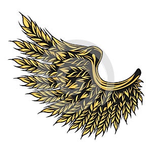 Colorful eagle wing of wheat ears