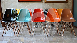 Colorful Eames Chairs in a Row