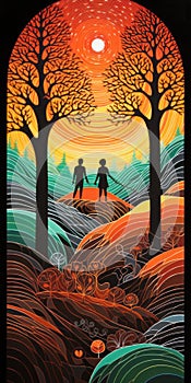 Colorful Earth Sunset Poster Inspired By Kelly Vivanco And Marjorie Miller