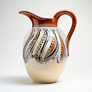 Colorful Earthenware Pitcher With Traditional Design