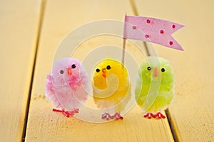 Colorful easter chicks