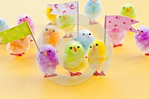 Colorful easter chicks