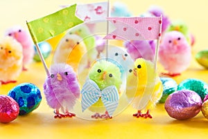 Colorful easter chicks
