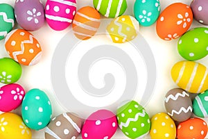 Colorful Easter egg frame on white