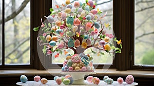 Colorful Easter egg tree decoration.