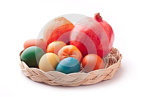 Colorful Easter Eggs in a basket