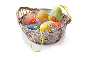 Colorful Easter Eggs in a basket