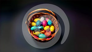 Colorful Easter Eggs in Basket