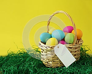 Colorful Easter Eggs Basket With Copyspace